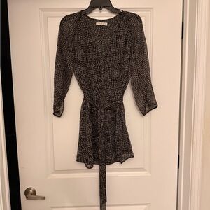 Halston Heritage Black and Gray Long Sleeve Dress